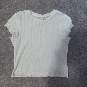 UO White Ruffle Trim Crop